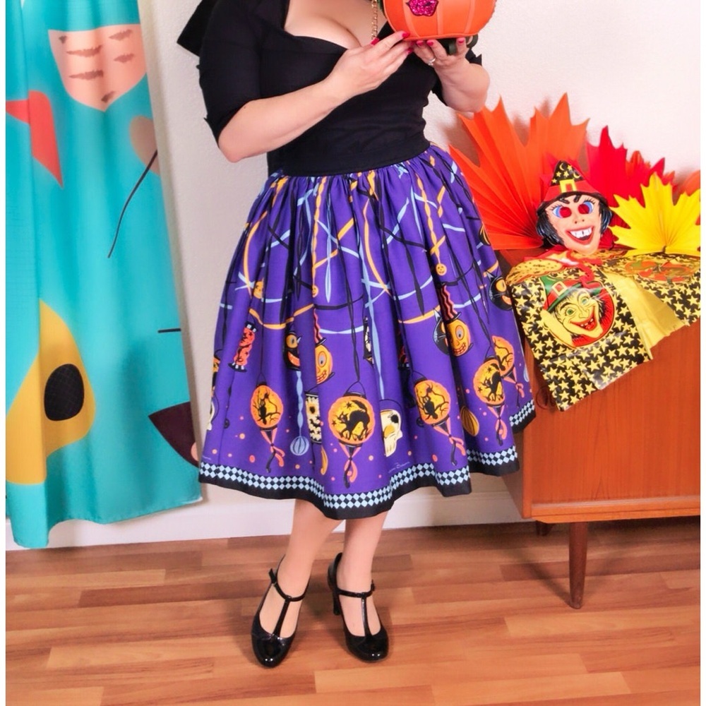Pinup Couture Halloween Pumpkin Skirt Size XL Purple Black - Picture 10 of 11